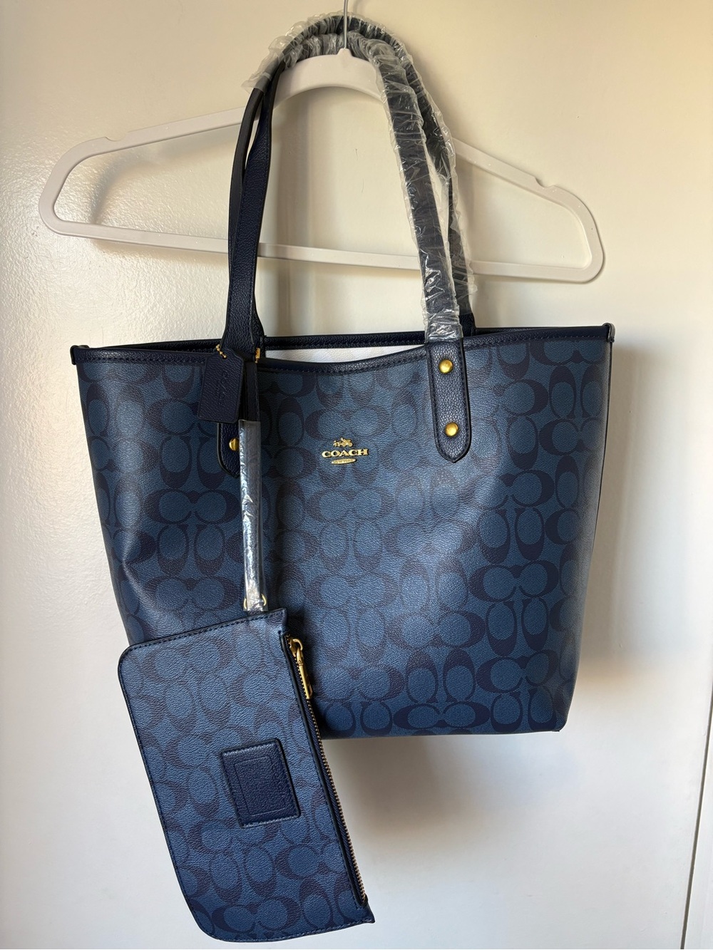 NOT AUT. Navy Tote Bag with Wristlet